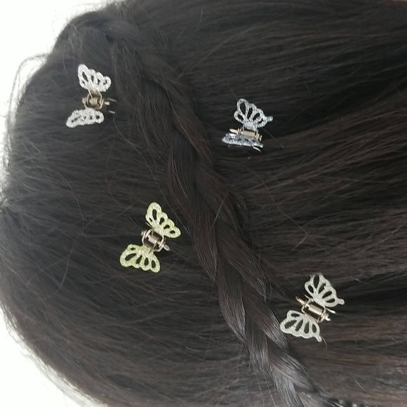Glittery Mini Butterfly Hair Clip Set - pack of 4 - Picture 3 of 3